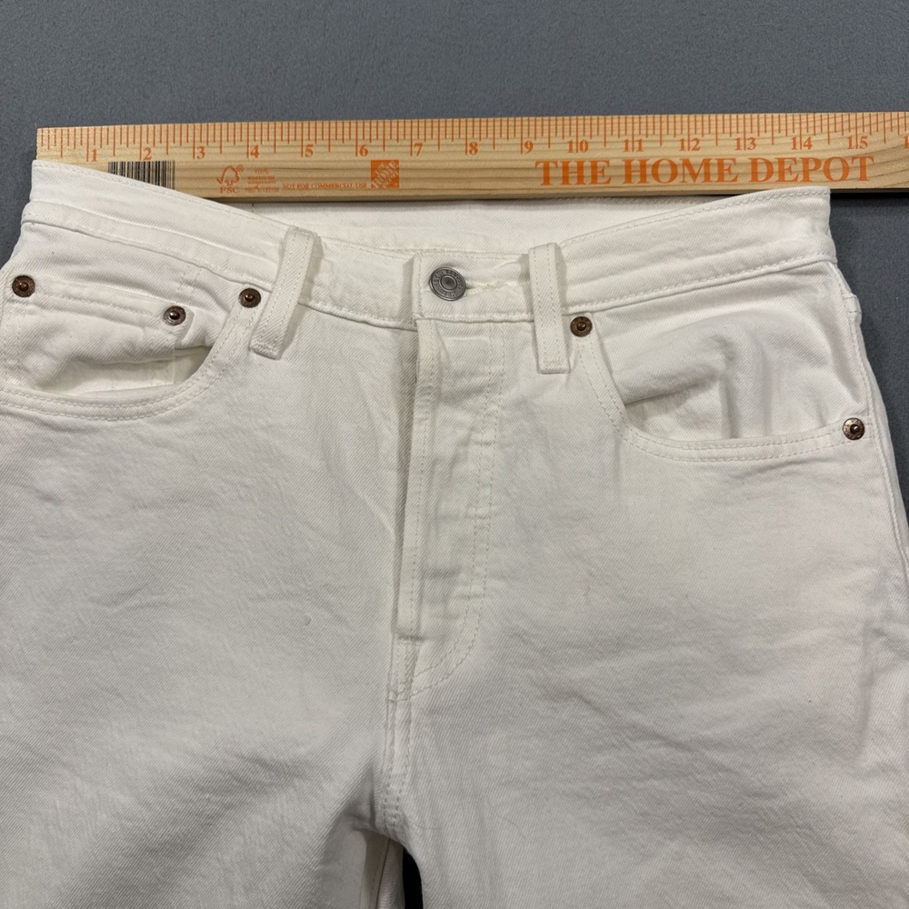 Levis Jeans Adult 27/26  White Denim 501 Skinny Button Fly Big E Premium - Picture 4 of 8